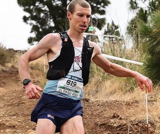 Brennan Townshend racing for Team GB at the European Trail Running Championships