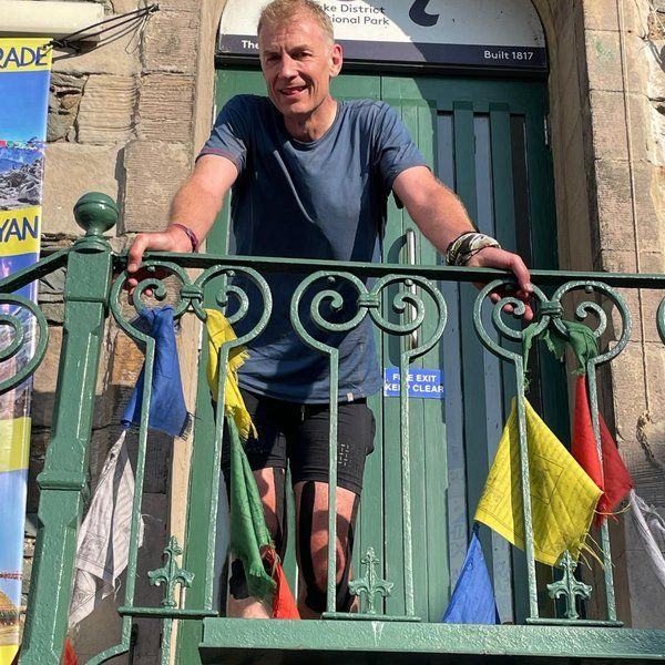 Townshend Performance athlete after completing the Bob Graham Round at Moot Hall, Keswick
