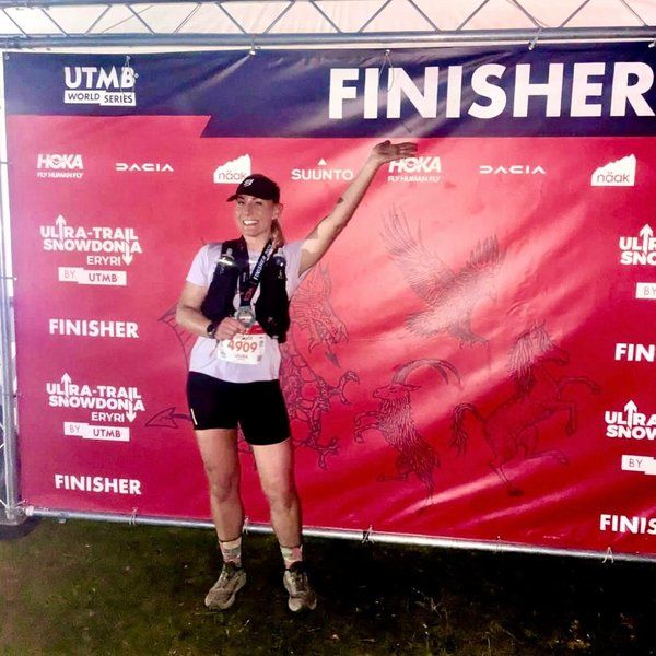 Townshend Performance athlete Laura finishing Ultra-Trail Snowdonia