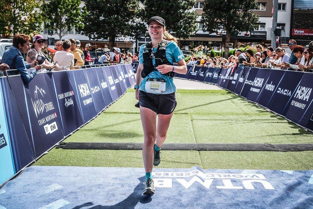 Kat Townshend finishing Wildstrubel by UTMB
